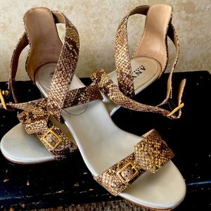 Fabulous pair of Italian made faux snake skin sandals/size 37
